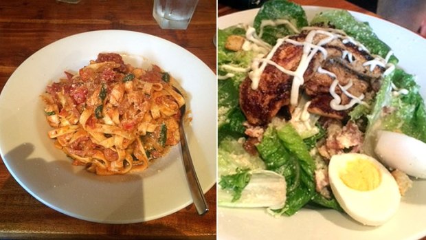 The fettucine was 'the pick of the bunch' while the Caesar salad could have done with 'more substance'. 