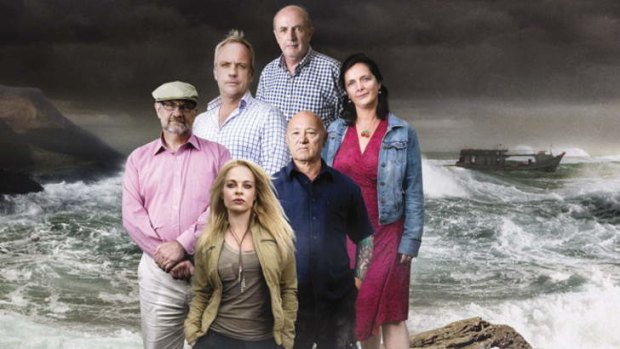 The cast of series two of <i>Go Back to Where You Came From</i>, clockwise from top: Peter Reith, Catherine Deveny, Angry Anderson, Imogen Bailey, Allan Asher and Michael Smith.