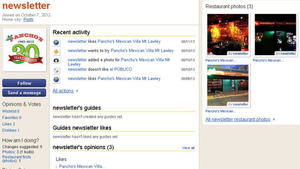 Pancho's Mexican restaurant owner Ken O'Driscoll denies the "newsletter" profile belongs to him.