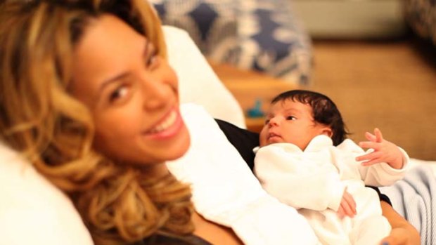 Not so Blue... singing sensation Beyonce cradles her daughter, Blue Ivy Carter.