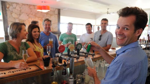 Some of the owners of the pub, left to right Kirsten Charlesworth, Rebecca Lockett, Tim Woods, Scott Charlesworth, Matt Woods, Ian Lawless and Phil Johnson at the taps.