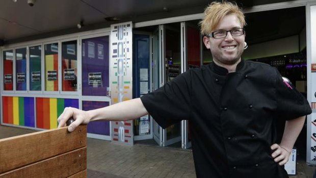 Barcode Lounge and Bar executive chef Nick Hammond in front of the new gay, lesbian, intersex and transgender friendly bar in Dickson.