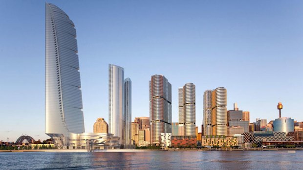 ''A sculptural quality'': A design for James Packer's proposed hotel and casino at Barangaroo from Adrian Smith and Gordon Gill.