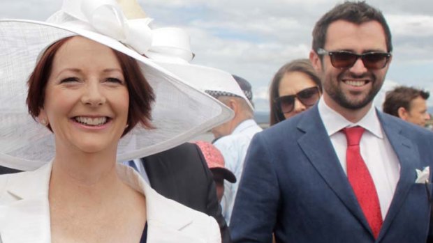 Former Gillard press adviser Tony Hodges with Prime Minister Julia Gillard yesterday.