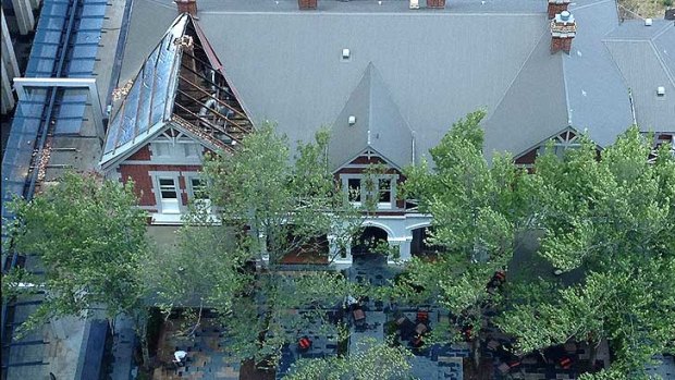 The Terrace Hotel lost its roof in the violent winds.