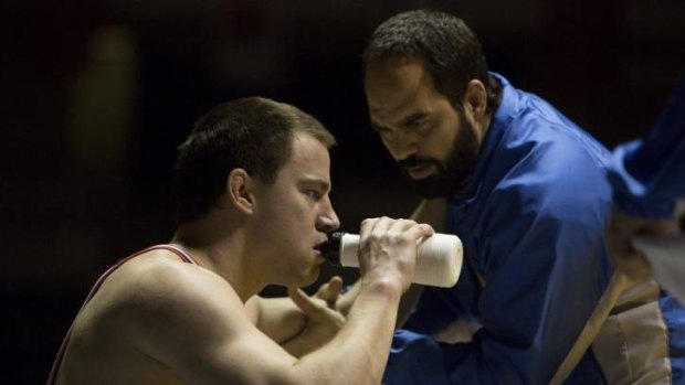 Channing Taum (left) and Mark Ruffalo are champion wrestlers and sibling rivals.