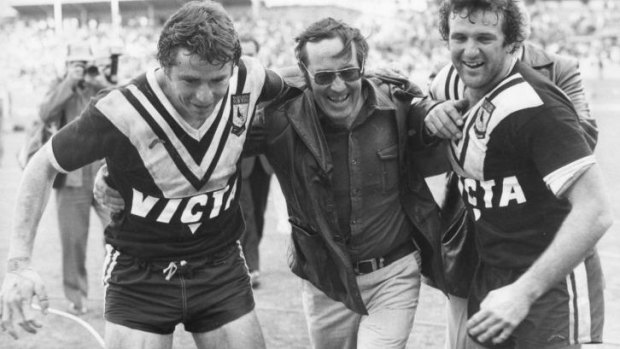 Grand old days: Roy Masters and his Wests players at the SCG in the 1980s.