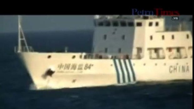 In deep water ... the Chinese boat in a screen grab of the PetroVietnam footage.