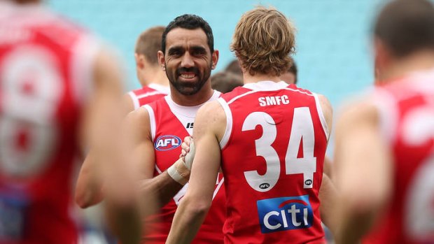 The Swans, led by co-captain Adam Goodes (centre) have a real opportunity for another premiership.