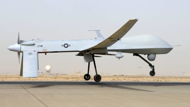 An MQ-1B Predator from the 46th Expeditionary Reconnaissance Squadron takes off from Balad Air Base in Iraq, in this June 12, 2008 file photograph.