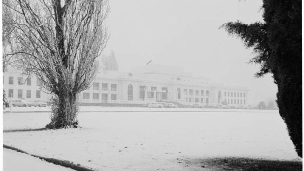 Photo courtesy of the National Archives of Australia- 1965 Snows series at Parliament House.