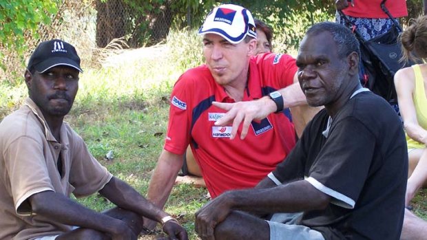 After retirement ... Stynes took the Melbourne message to the Tiwi Islands in 2010 during his time as Demons president.
