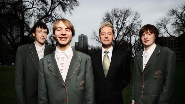 From left: Aaron Davis, Caleb Foster-McLachlan, choir director Andrew Wailes and Scott Davis.