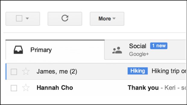 Gmail's new tabbed interface.
