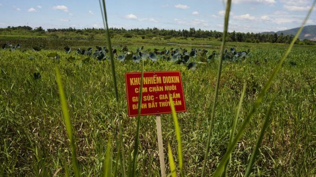 Toxic: A warning sign in a field contaminated with dioxin during the Vietnam War.