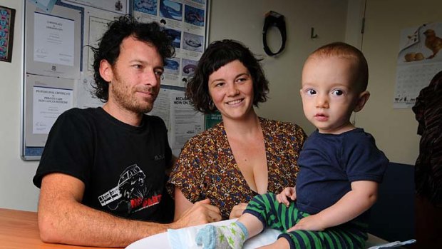 Fears ... Jacqui McSkimming and Matt Ostila with Olive, who was born with gastroschisis.