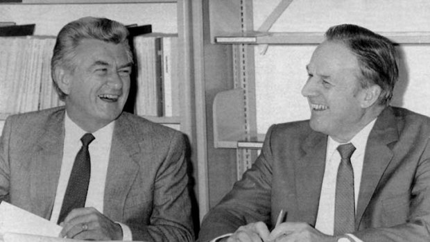 No political pushover ... Lionel Bowen with Bob Hawke in 1983.