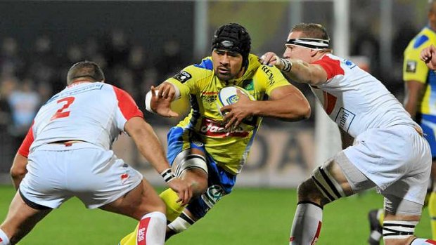 Clermont's No.8 Fritz Lee attempts to slice through a gap.