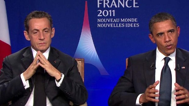 Loose talk &#8230; Nicolas Sarkozy and Barack Obama overheard.