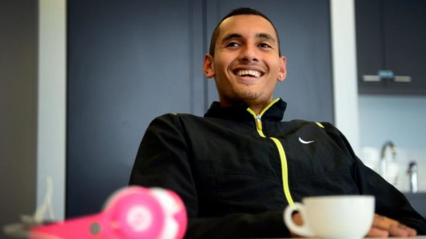 Laid-back: Nick Kyrgios in Melbourne on Friday.