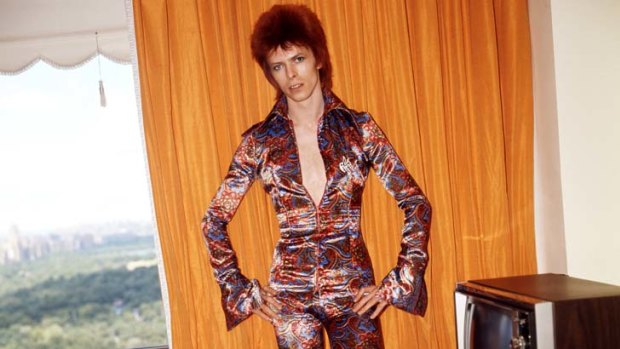 Strutting his stuff &#8230; Bowie poses as Ziggy Stardust in a New York hotel room in 1973.
