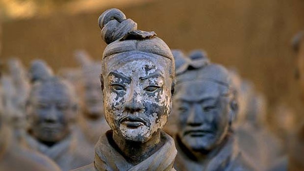 Protection after death ... 10 terracotta army figures, which date from 210BC,  feature in an Art Gallery of NSW exhibition opening this week.