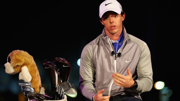 Untold riches ... Golfer Rory McIlroy, 23, announces the deal with Nike in Abu Dhabi.