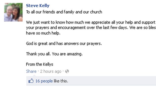 A message of thanks from the Kelly family.