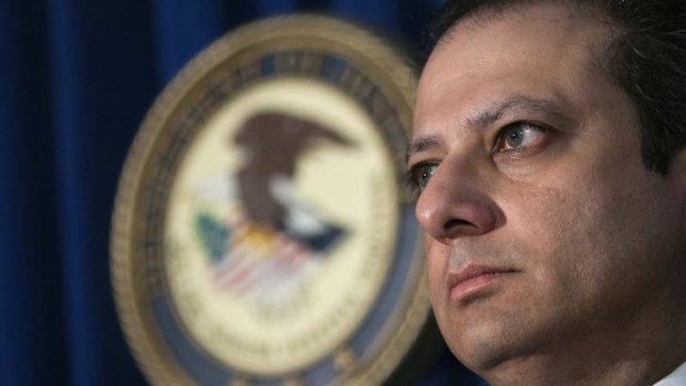 Preet Bharara, the United States Attorney for the Southern District of New York talks during a news conference to discuss alleged fraud by Russian Diplomats in New York. 