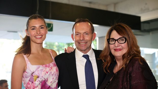 Frances Abbott, Tony Abbott and Whitehouse Institute of Design school owner Leanne Whitehouse. 