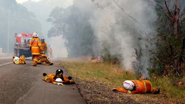 "We were waiting for the fire to come up to the road; we needed to take a break when we could..."