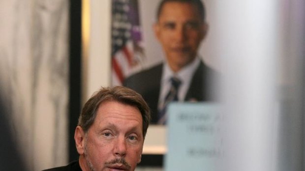Oracle CEO Larry Ellison passes through security as he arrives at US District court on November 8, 2010 in Oakland, California.