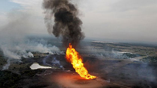 Flames shoot into the air after a natural gas line exploded in Cleburne.