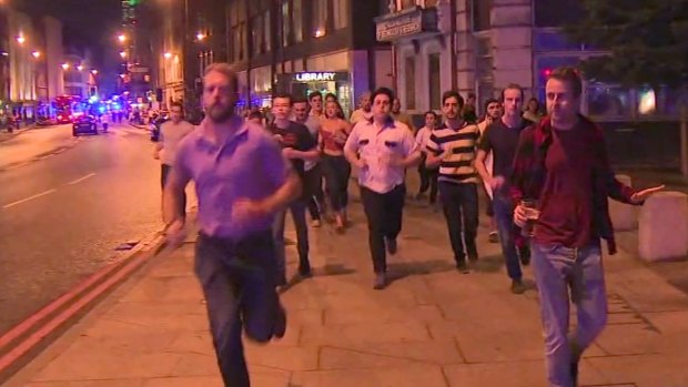 People flee a terror attack in London's Borough Market.