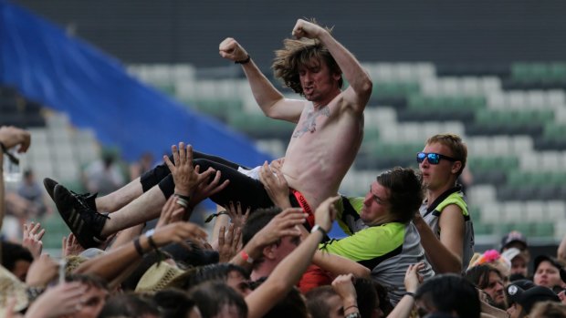 Revellers at Royal Melbourne Showgrounds stand accused of overly raucous behaviour.