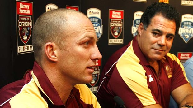 Darren Lockyer with Mal Meninga: Both agree the Maroon skipper's pending retirement will have no bearing on the team's performance.