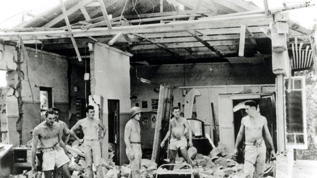 Darwin, 19 February 1942. This bedroom suffered severely when hit by a bomb during the attack on Darwin