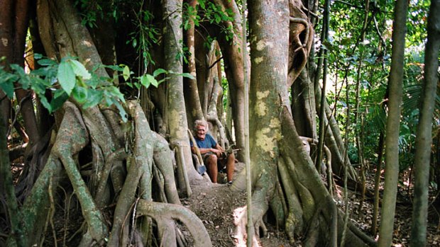 Now and then ... Michael Fomenko, at 80, and in his tree house near Cairns.