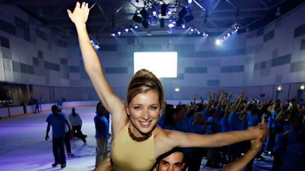Figure skaters Katherine Firkin and Henri Dupont at the official opening of Icehouse, the new ice skating rink at Docklands.