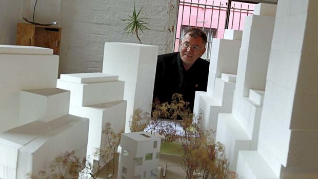 Building blocks: Danish architect and urban planner Jan Gehl with a model of the public plaza and library.