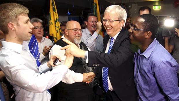 Confident: Kevin Rudd and the Australian Labor Party look set to lose government at Saturday's Australian election.