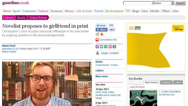The proposal story was picked up by the Guardian online soon after Christopher Currie announced his engagement on Facebook.
