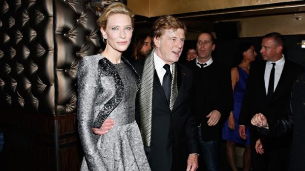 Actress left waiting: Cate Blanchett and Robert Redford at the 2013 New York Film Critics Circle Awards. 