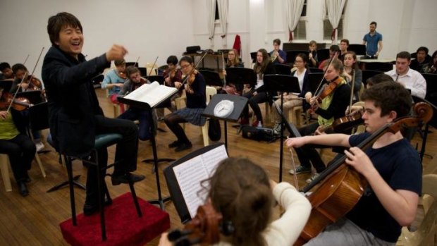 The North Sydney Youth Orchestra rehearses a piece ahead of their August performance.