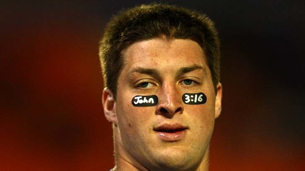 John 3:16 ... Tim Tebow etched this Bible verse under his eye while winning the national championships at the University of Florida.