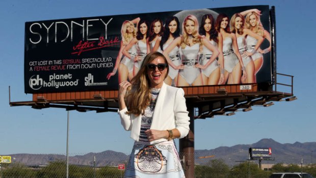 Former Bardot member Belinda Chapple promoting her new show <em>Sydney After Dark</em> at the Planet Hollywood Casino in Las Vegas.