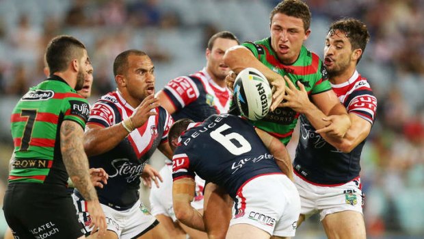 Quick change: New rules preventing a third tackler from targeting the ball carrier's legs led to more one- and two-man tackles in the season opener ? benefitting big, skilful forwards such as Sam Burgess.
