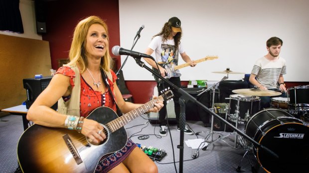 Kasey Chambers and band members at Tamworth Country Music Festival last month.