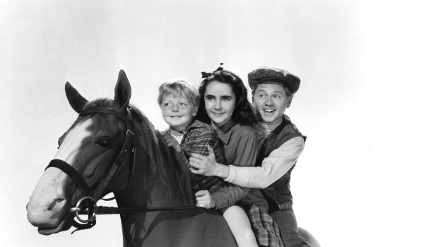 Elizabeth Taylor and Mickey Rooney in a scene from the film "National Velvet".