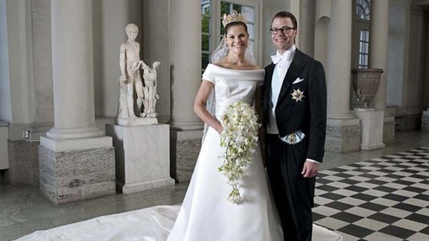 Crown Princess Victoria of Sweden, and her husband Prince Daniel of Sweden, after their wedding ceremony on June 19.